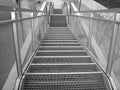 Grayscale shot of metallic Treppe of an overpass Royalty Free Stock Photo