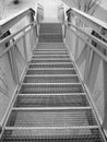 Grayscale shot of metallic Treppe of an overpass Royalty Free Stock Photo