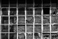 Grayscale shot of old broken glass and windows Royalty Free Stock Photo