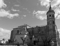 Grayscale shot of an old church in Tembleque, Toledo, Spain