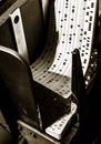 Grayscale shot of an old punch card machine Royalty Free Stock Photo