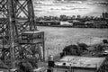 Grayscale shot of the part of Puente Transbordador, also known as Buenos Aires Transporter Bridge.