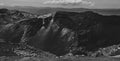 Grayscale shot of the Red Crater, Tongariro Alpine Crossing, in New Zealand Royalty Free Stock Photo