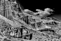 Grayscale shot of Red Rock Canyon State Park in Cantil, California, USA