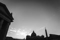 Grayscale shot of Saint Peter's square in Vatican, center of Rome, Italy