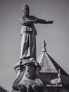 Grayscale shot of the statue of Herod Antipas, ortugal