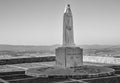 Grayscale shot of the statue of Rainha Statue of Santa Isabel, Estremoz, Portugal