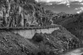 Grayscale shot of the view of Toledo from across the Tagus river, Spain Royalty Free Stock Photo