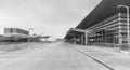 Grayscale shot of the Winnipeg International Airport closed during coronavirus pandemic, Canada