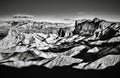 Grayscale shot of Zabriskie Point at Armagosa Range, Death Valley National Park in California, USA