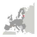 Grayscale silhouette with europe map and estonia in red color