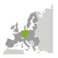 Grayscale silhouette with europe map and germany in green color