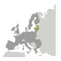 Grayscale silhouette with europe map and latvia in green color