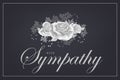 Grayscale silver rose bouquet on black background vector sympathy template