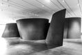 Grayscale of Steely Visions installation art by Richard Serra at MoMA