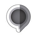 grayscale sticker of circular speech with tail in right side