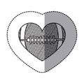 grayscale sticker of heart with texture of football ball