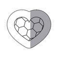 grayscale sticker of heart with texture of soccer ball