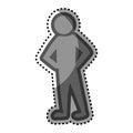 Grayscale sticker with pictogram man standing