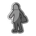 Grayscale sticker with pictogram of woman