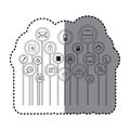 grayscale sticker with tech icons online