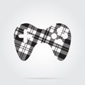 Grayscale tartan isolated icon - gamepad