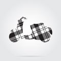 Grayscale tartan isolated icon - scooter