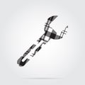 Grayscale tartan isolated icon - spanner