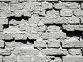 Grayscale textured brick wall surface close-up pattern backdrop Royalty Free Stock Photo