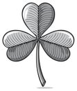 Grayscale three-leaf clover illustration, an iconic Irish shamrock symbol Royalty Free Stock Photo