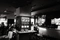 Grayscale view of Stoertebecker beer bar and restaurant interior in the Elbphilharmonie