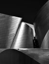Grayscale of the Walt Disney Concert Hall facade in Los Angeles - suitable for a wallpaper