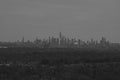 Grayscale wide shot of a stunning cityscape in the USA