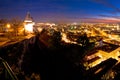 Graz aerial night panoramic view from Schlossberg