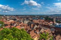 Graz, Austria - June 6, 2022 - Aerial panorama view of Graz city old town from Castle Hill Schlossberg Royalty Free Stock Photo