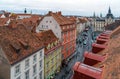 Aerial view of main shopping street Herrengasse, Graz, Austria