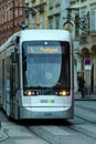 Modern electric tram on Herrengasse, Graz, Austria