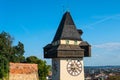 Graz, Austria. The Schlossberg - Castle Hill with the clock tower Uhrturm Royalty Free Stock Photo