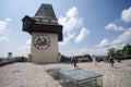 GRAZ, AUSTRIA: Schlossberg, Clock Tower, UNESCO World Heritage Site, Graz, Styria, Austria, Europe, June 2017 Royalty Free Stock Photo