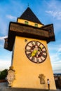 View at famous Clock Tower Uhrturm at Schlossberg hill Royalty Free Stock Photo