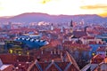 Graz city center aerial sunset view Royalty Free Stock Photo