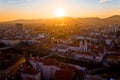 Graz city center aerial sunset view Royalty Free Stock Photo