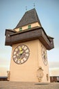 Graz clock tower Royalty Free Stock Photo