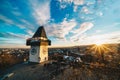 Graz clock tower and city symbol on top of Schlossberg hill at s Royalty Free Stock Photo