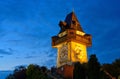 Graz clock tower by night