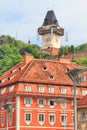 Graz Schlossberg Clock Tower Royalty Free Stock Photo