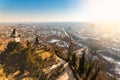 View of Graz City from castle hill Schlossberg, Travel destination Royalty Free Stock Photo