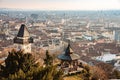 View of Graz City from castle hill Schlossberg, Travel destination Royalty Free Stock Photo