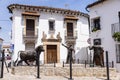 Grazalema, Cadiz, Spain - May 1, 2022: Monument to el toro de cuerda the rope bull Royalty Free Stock Photo