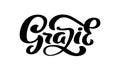 Grazie handwritten lettering text. Thank you in Italian language. Ink illustration. Modern brush calligraphy. Isolated Royalty Free Stock Photo